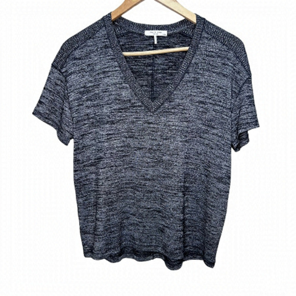 Rag & Bone Grey Heathered Lightweight Vneck Short Sleeve Shirt Size XS - Picture 1 of 9